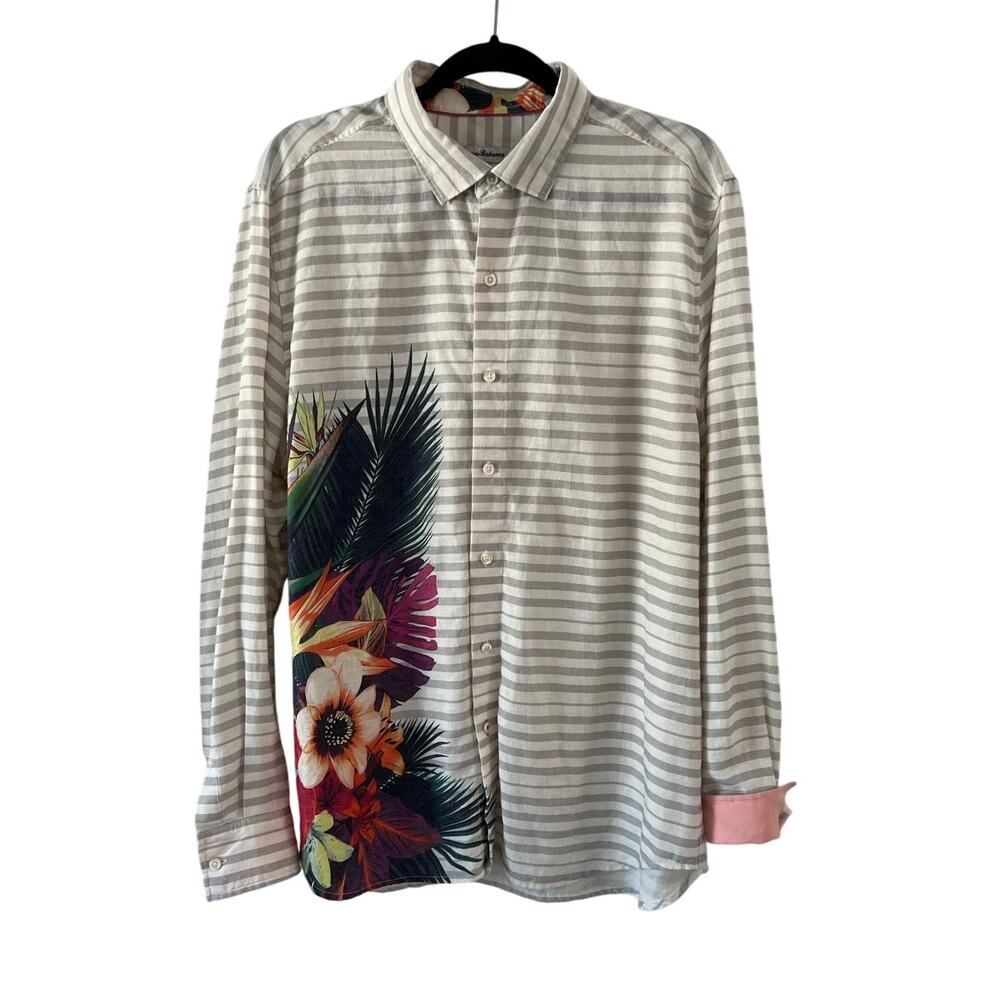 Tommy Bahama Island Zone Mens Shirt Size Large Tropical Island Linen Blend